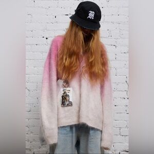 R13 Japanese Brushed Cashmere Dip Dyed Sweater - Pink Ombre. Size Medium $1855